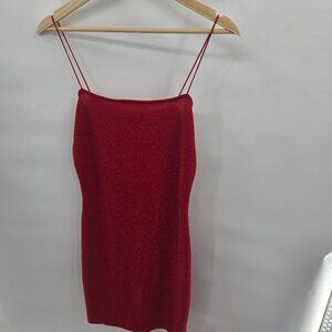 Lovetree Red Shimmer Cami Spaghetti Strap Bodycon Mini Dress Large